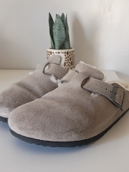 Birkenstock Shearling-Lined Suede Clog in Taupe size 9 -9.5 42 main image 7